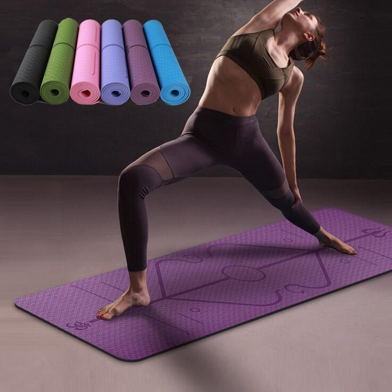 Antislip TPE Yoga Mat Position Line Beginner