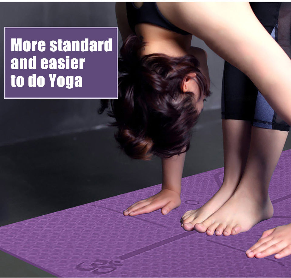 Antislip TPE Yoga Mat Position Line Beginner
