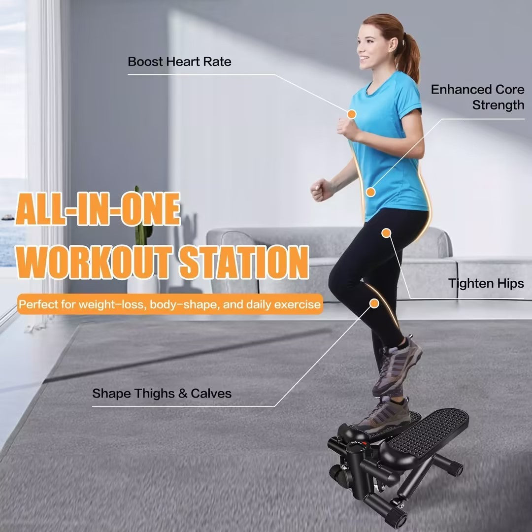 Compacte Stepper voor Thuisoefeningen met Weerstandsbanden - Ruimtebesparende Mini Stepper voor Thuis en Kantoor, Tot 150 kg Belastbaarheid